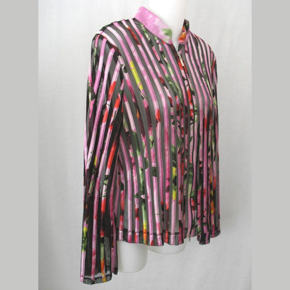 Js Collections Black Colorful Mesh Burnout Zipper… - image 3